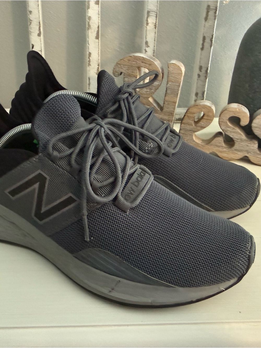 New Balance Men’s Charcoal Grey Mesh Athletic Sneakers